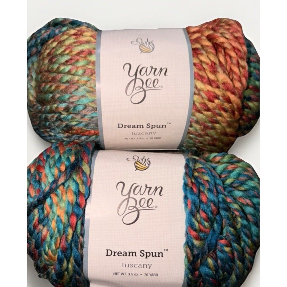 Lot of 2 Yarn Bee Dream Spun Acrylic Wool Yarn 3.5oz 76 Yds 5 Bulky Tuscany 06